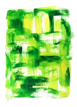 Vibrant green and yellow oil painting. Hand-painted abstract background.