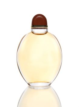 Elegant perfume bottle with reflection.