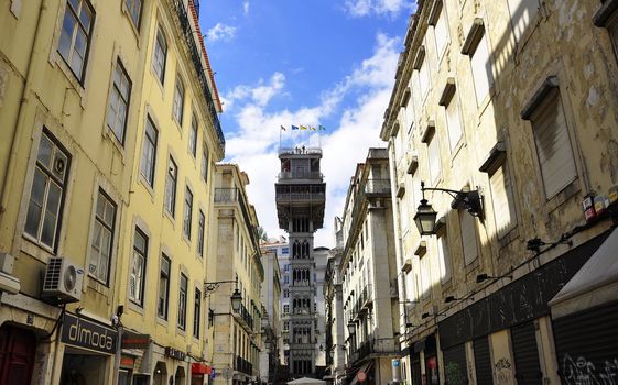 Popular lookout tower downtown Lisbon