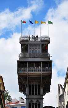 Popular lookout tower downtown Lisbon