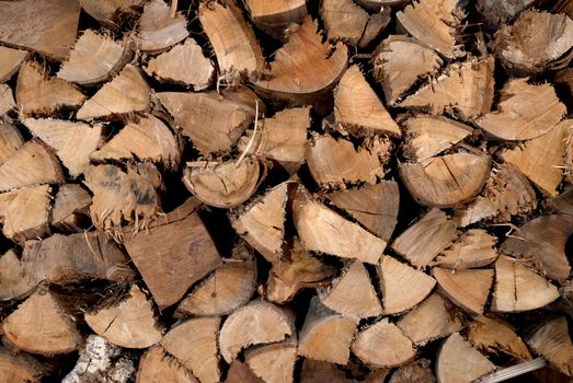 Chopped wood for the fireplace.