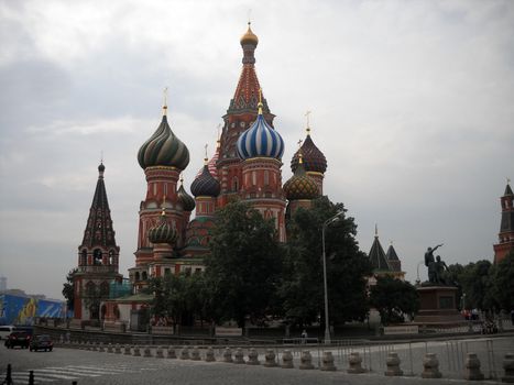 Church, Pokrovsk, a cathedral, Moscow, summer, a temple, Christianity, red, the area, domes, a monument