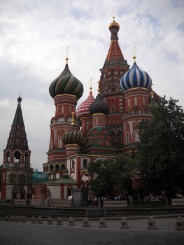 Church, Pokrovsk, a cathedral, Moscow, summer, a temple, Christianity, red, the area, domes, a monument