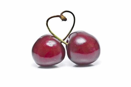 Cherries isolated on a white background.