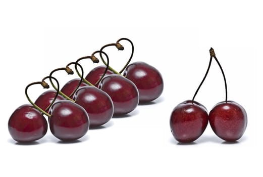 Cherries isolated on a white background.