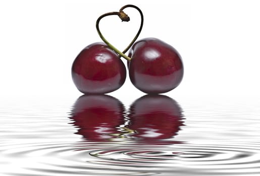 Cherries isolated on a white background.