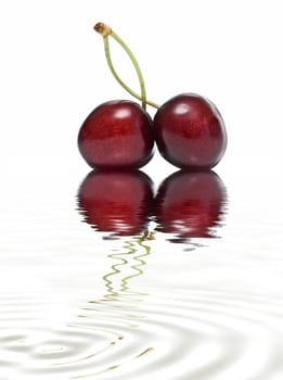 Cherries isolated on a white background.