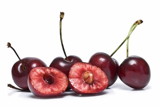 Cherries isolated on a white background.