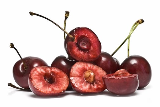 Cherries isolated on a white background.