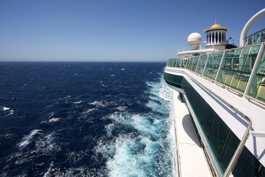 Cruiseship on the wide ocean