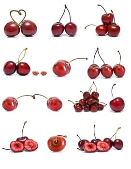 Cherries isolated on a white background.