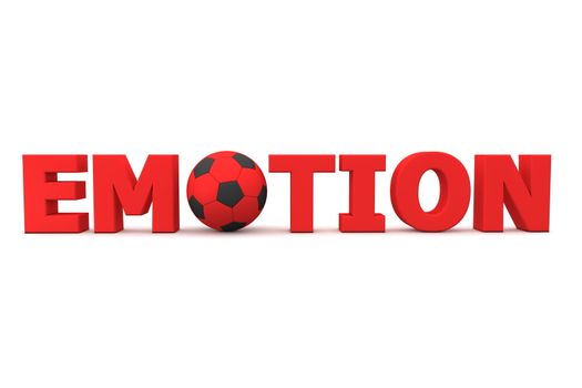 red word Emotion with football/soccer ball replacing letter O