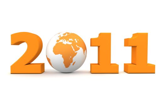 orange date 2011 with a 3D globe replacing number 0