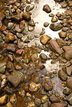 brown natural wet rocks in river water background