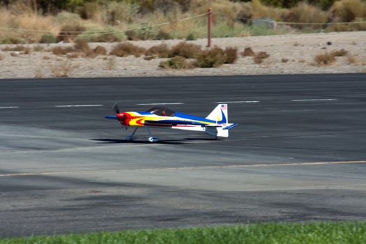 RC remote controlled airplane model in action