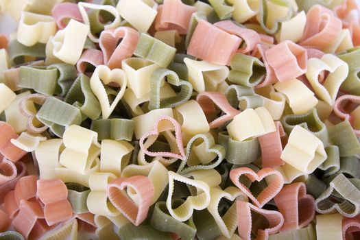 Full frame of heart shaped pasta