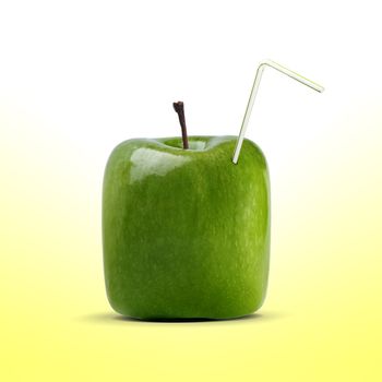 carton shaped apple juice with straw