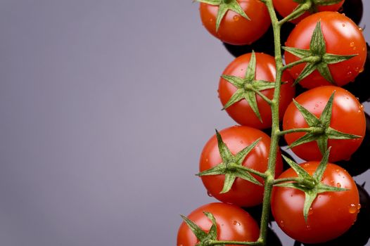 fresh wet tomatoes on the black table