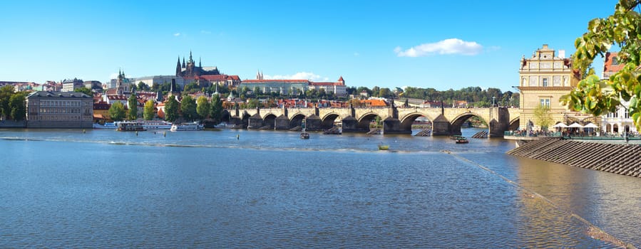 Panorama of the historic center of Prague. Capital of the Czech Republic.
In the background, Prague Castle and Charles Bridge in the foreground.