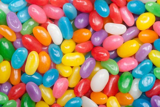 Assorted jelly beans. Colorful image great for backgrounds. Medium shot.