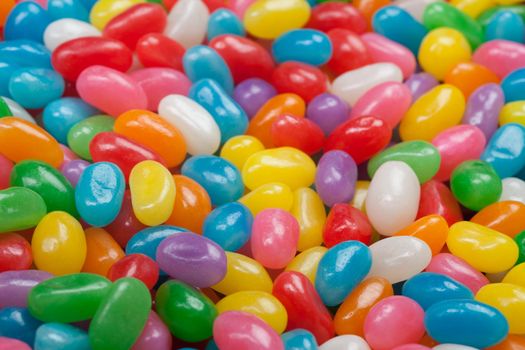 Assorted jelly beans. Colorful image great for backgrounds. Medium shot at an angle.