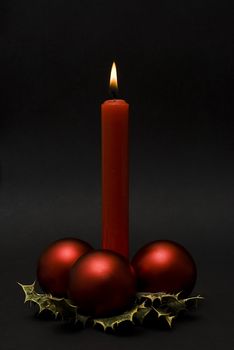 Christmas greetings card with candles.