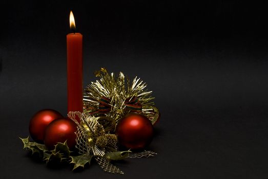 Christmas greetings card with candles.