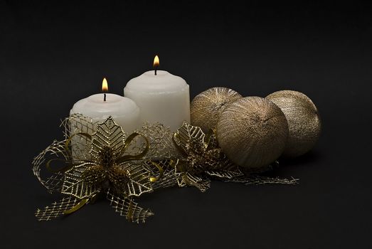 Christmas greetings card with candles.