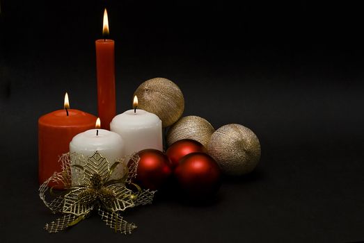 Christmas greetings card with candles.