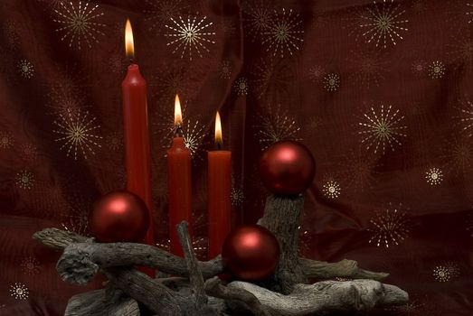 Christmas greetings card with candles.