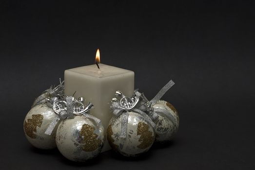 Christmas greetings card with candles.