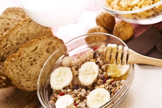 healthy breakfast composition on the table