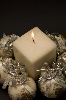 Christmas greetings card with candles.