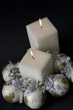 Christmas greetings card with candles.