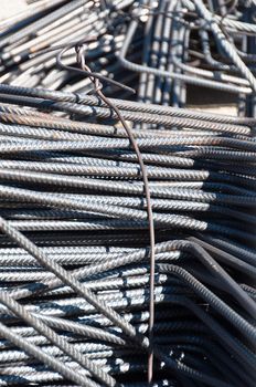 Detail of construction steel bars stapled on site