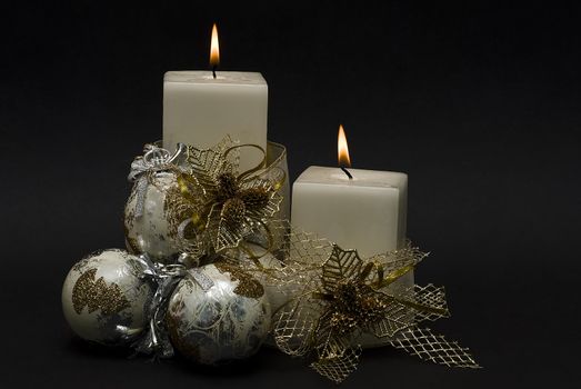 Christmas greetings card with candles.