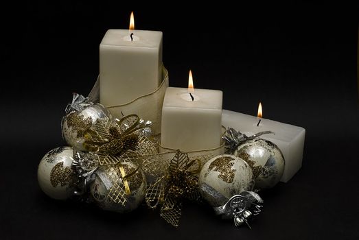 Christmas greetings card with candles.