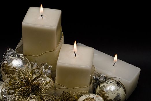 Christmas greetings card with candles.