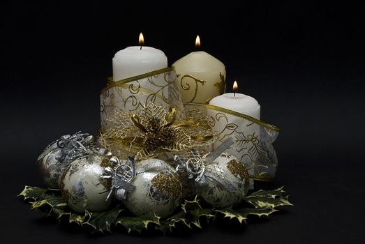 Christmas greetings card with candles.