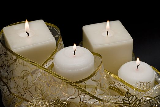 Christmas greetings card with candles.