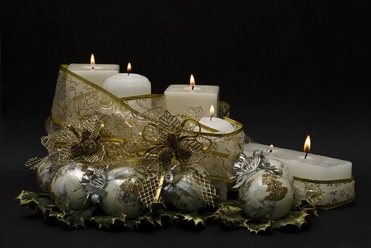 Christmas greetings card with candles.