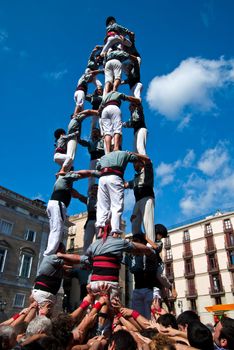 Traditional human tower during "la Mercé", Barcelona