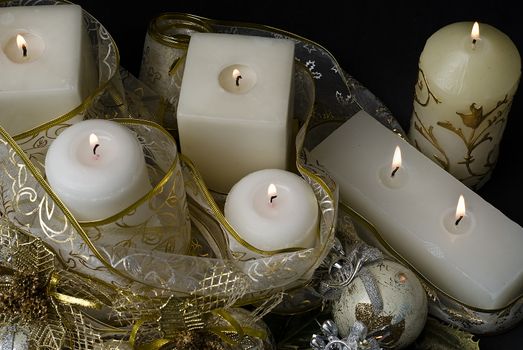 Christmas greetings card with candles.