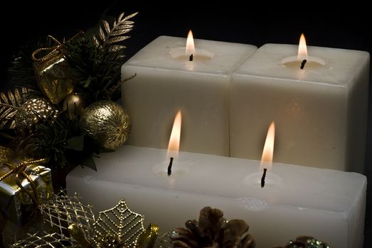 Christmas greetings card with candles.