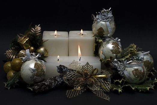 Christmas greetings card with candles.