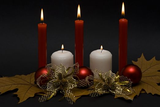 Christmas greetings card with candles.