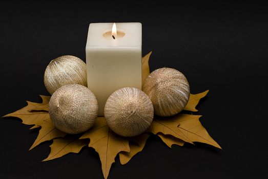 Christmas greetings card with candles.