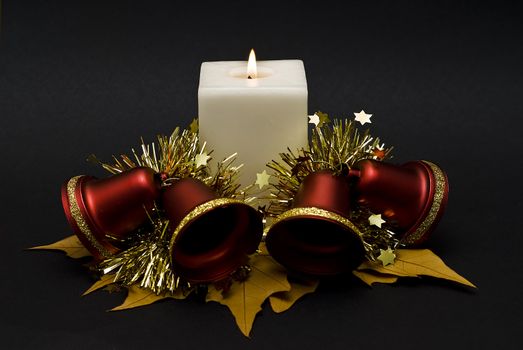 Christmas greetings card with candles.