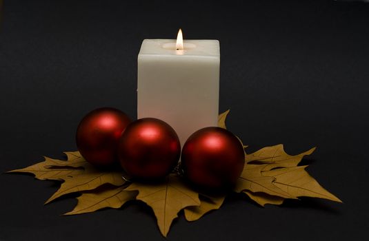 Christmas greetings card with candles.