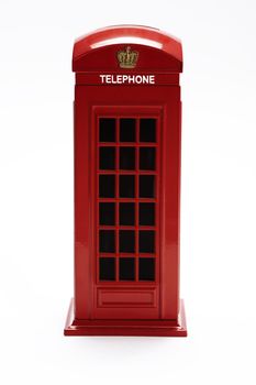 classic british telephone booth isolated on white background